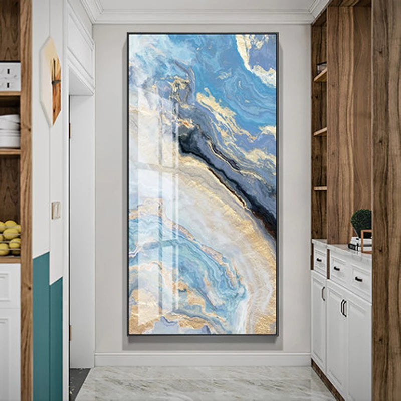 Nordic Aqua Blau Grün Goldene Flüssige Marmor Druck Wandkunst Feine Kunst Leinwand Drucken Bilder Für Luxus Wohnzimmer Foyer Hotel Zimmer Dekor | Brehn
