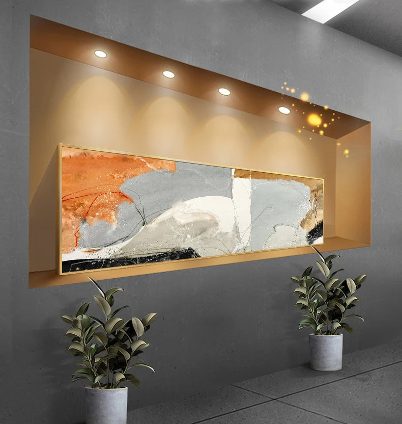 Nordic Geomorphe Abstrakte Breitformat-Wandkunst Fine Art Leinwanddrucke Moderne Bilder Für Über Dem Bett Zeitgenössische Wohnzimmerkunst Für Über Dem Sofa