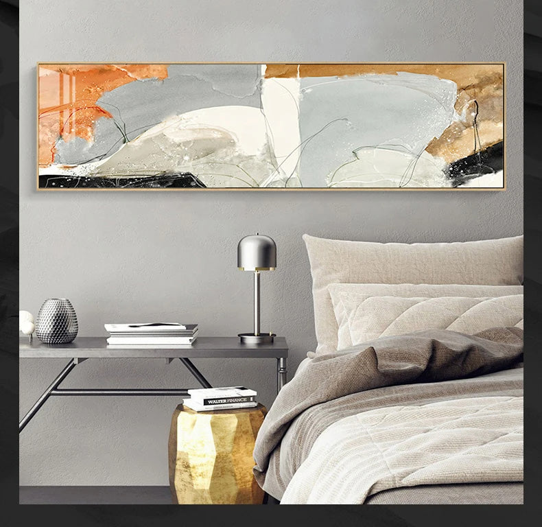Nordic Geomorphe Abstrakte Breitformat-Wandkunst Fine Art Leinwanddrucke Moderne Bilder Für Über Dem Bett Zeitgenössische Wohnzimmerkunst Für Über Dem Sofa