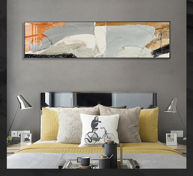 Nordic Geomorphe Abstrakte Breitformat-Wandkunst Fine Art Leinwanddrucke Moderne Bilder Für Über Dem Bett Zeitgenössische Wohnzimmerkunst Für Über Dem Sofa