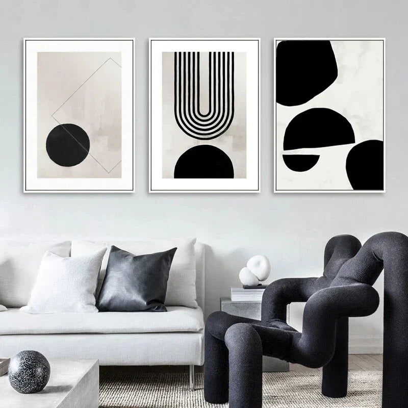 Nordic Minimalist Geometrische Abstrakte Wandkunst Fein Kunst Leinwand Drucke Beige Schwarz Abstrakte Bilder Für Moderne Wohnung Dekor