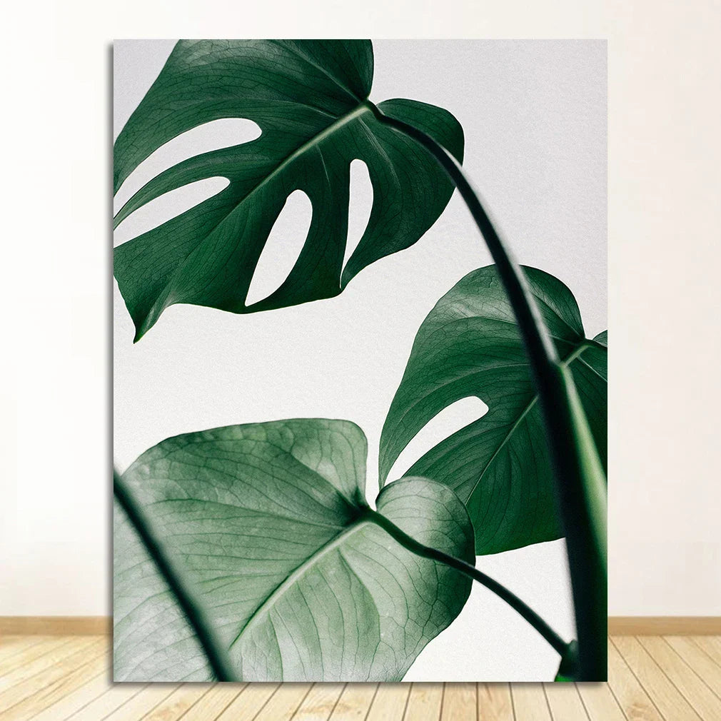 Nordic Tropical Green Leaf Nature Posters Wandkunst Feine Kunst Leinwanddrucke Ambient Bilder von Ruhe für Wohnzimmer Esszimmer Home Office Dekor
