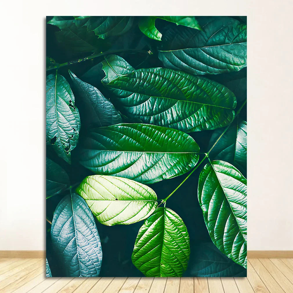 Nordic Tropical Green Leaf Nature Posters Wandkunst Feine Kunst Leinwanddrucke Ambient Bilder von Ruhe für Wohnzimmer Esszimmer Home Office Dekor