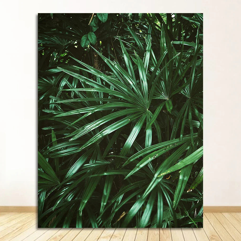 Nordic Tropical Green Leaf Nature Posters Wandkunst Feine Kunst Leinwanddrucke Ambient Bilder von Ruhe für Wohnzimmer Esszimmer Home Office Dekor