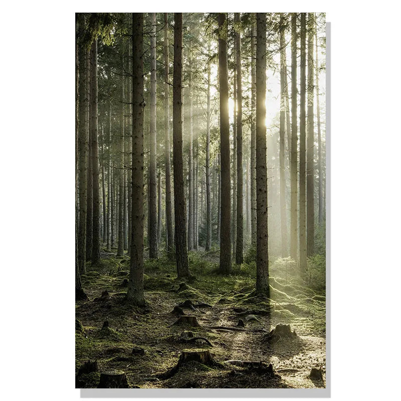 Nordic Winter Forest Deer Landschaft Wandkunst Fine Art Leinwanddrucke Galerie Wandbilder für Wohnzimmer Esszimmer Kunst für skandinavische Wohnkultur | Brehn