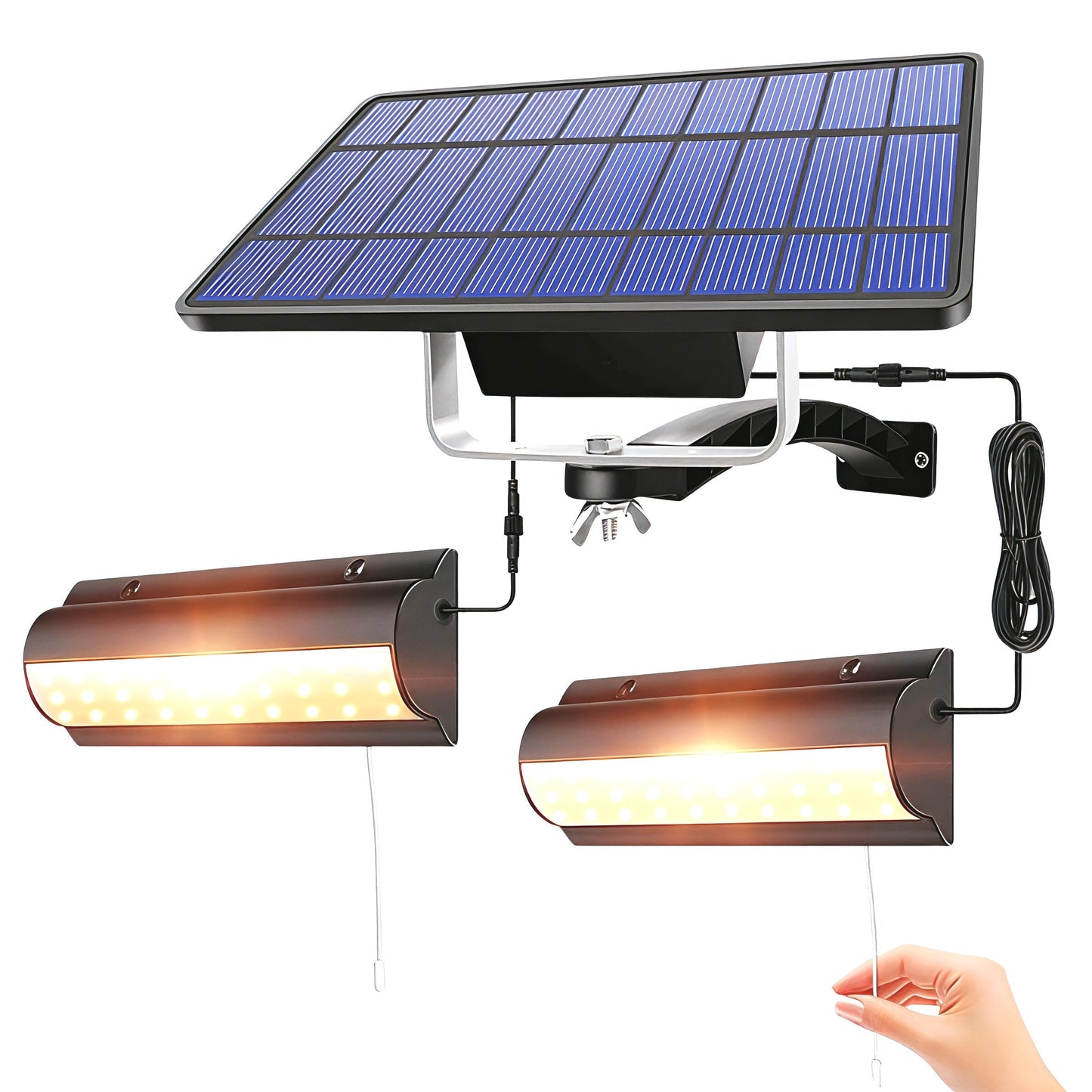 Brehn | Moderne Außen-LED-Wandleuchte, betrieben mit Solarenergie – Flexibles Design mit langem Kabel