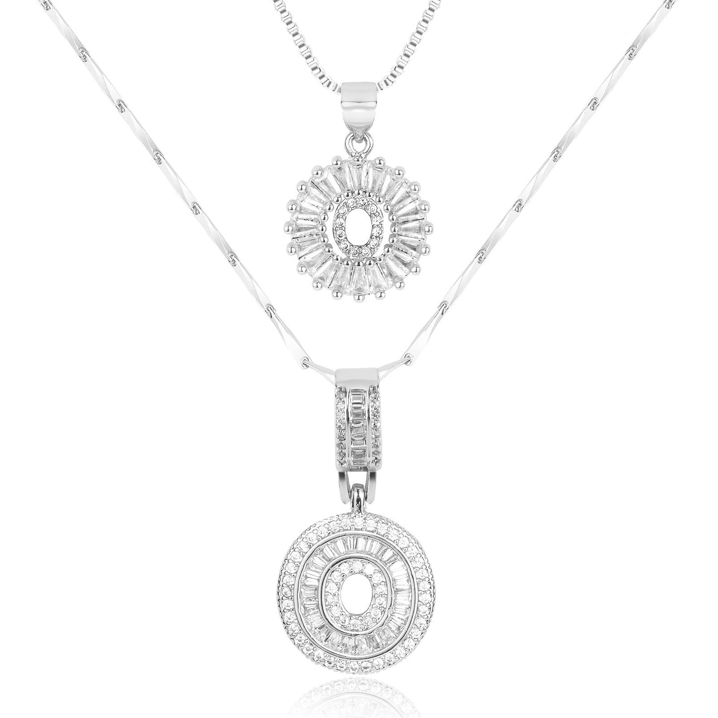 Brehn | 2pc 14k Diamant Buchstaben Initialen Halsketten