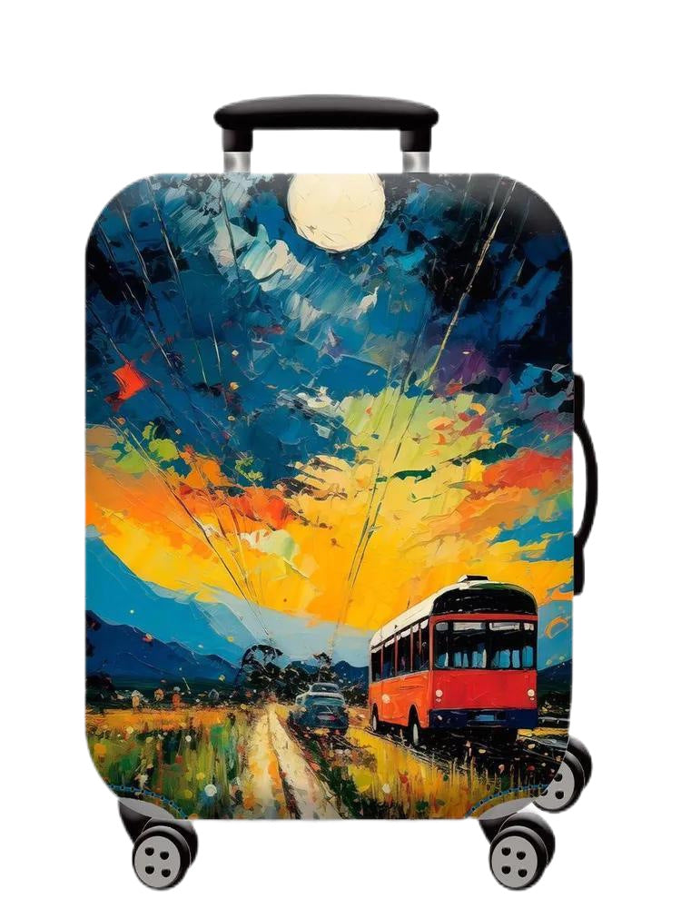 Unisex nan hartschalen Kabinentrolley mit vintage Reiseillustration, 360°-Drehrollen und Teleskopgriff Brehn
