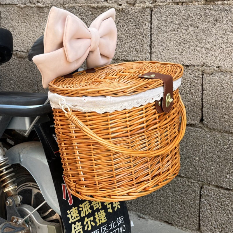 gewebter Rattan-Fahrrad-Vorderrkorb mit Schnellverschluss-Befestigungssystem Brehn