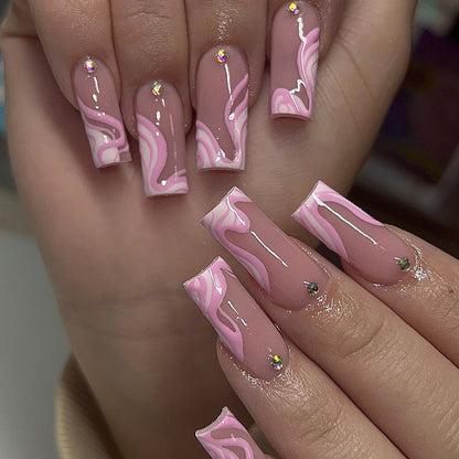 Elegante Lange Acryl Nagel Kunst Erweiterungen Brehn