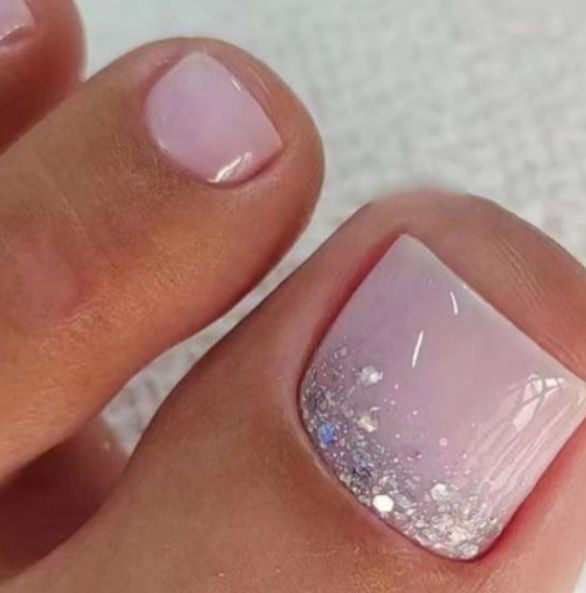 Elegante Glitter Ombre Zehennagelkunst Brehn