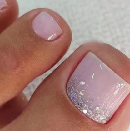 Elegante Glitter Ombre Zehennagelkunst Brehn