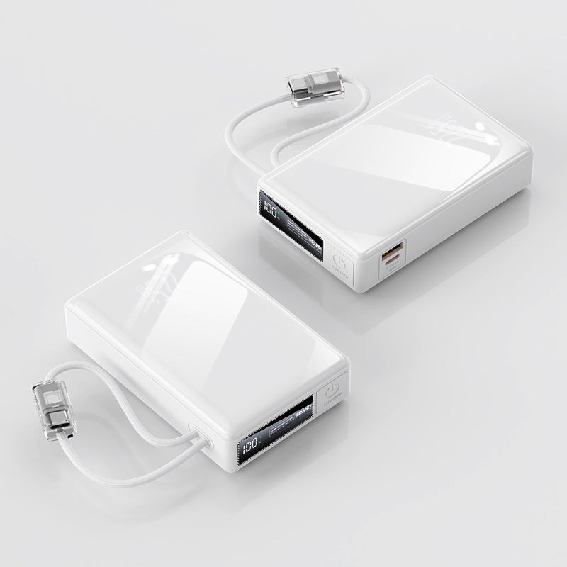 kompakte Powerbank mit integriertem Kabel und digitaler Ladeanzeige Brehn