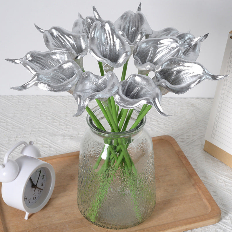 Dekorative Silber Calla-Lilie Skulptur