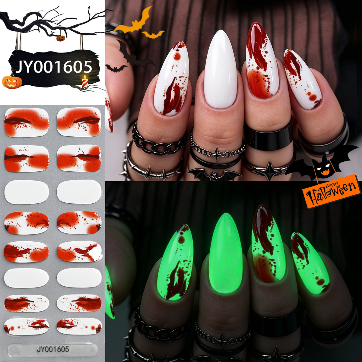 Halloween-Themen Glow-in-the-Dark Nagel-Wraps