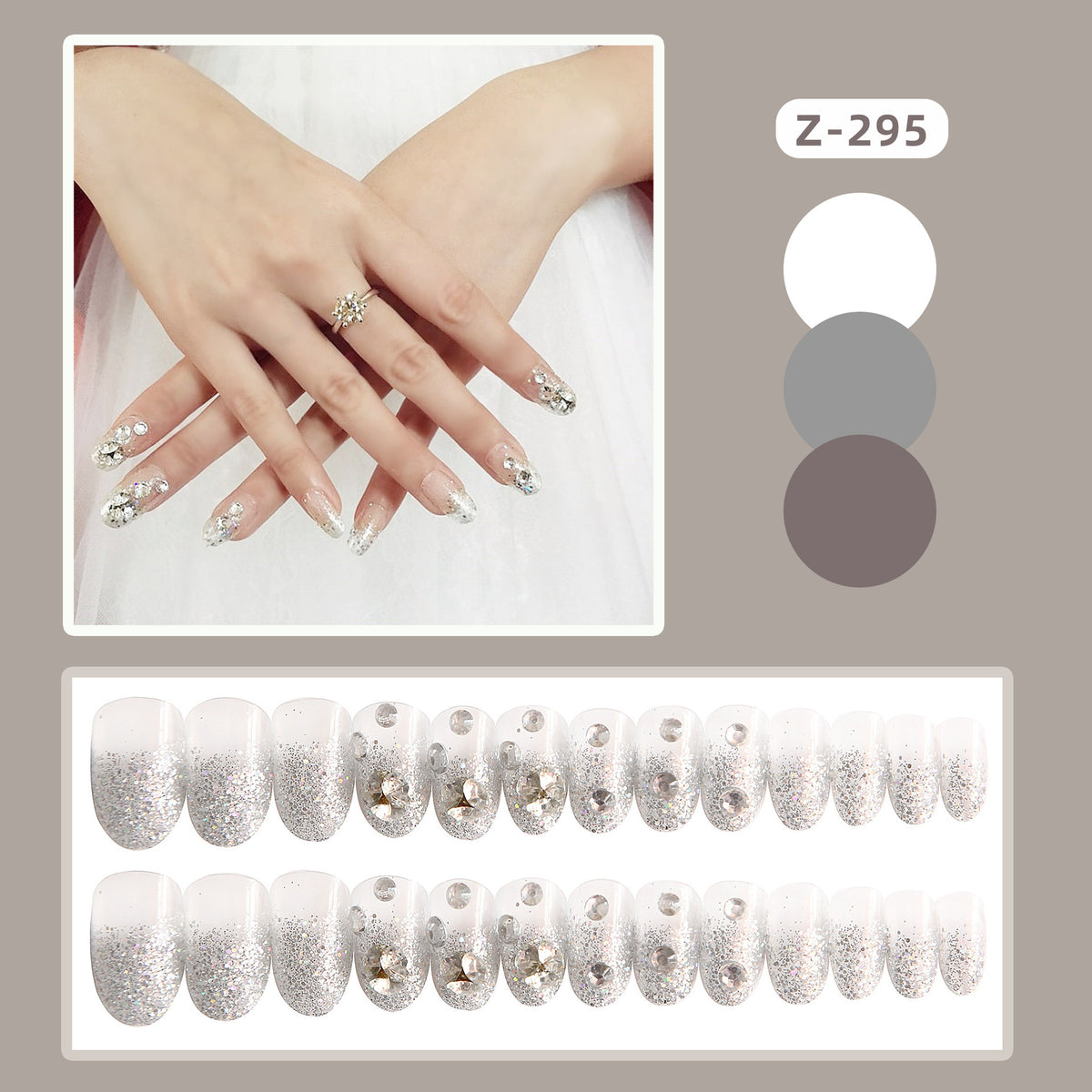 Glitzerndes kunsthandwerkliches Press-On-Nagelset Brehn