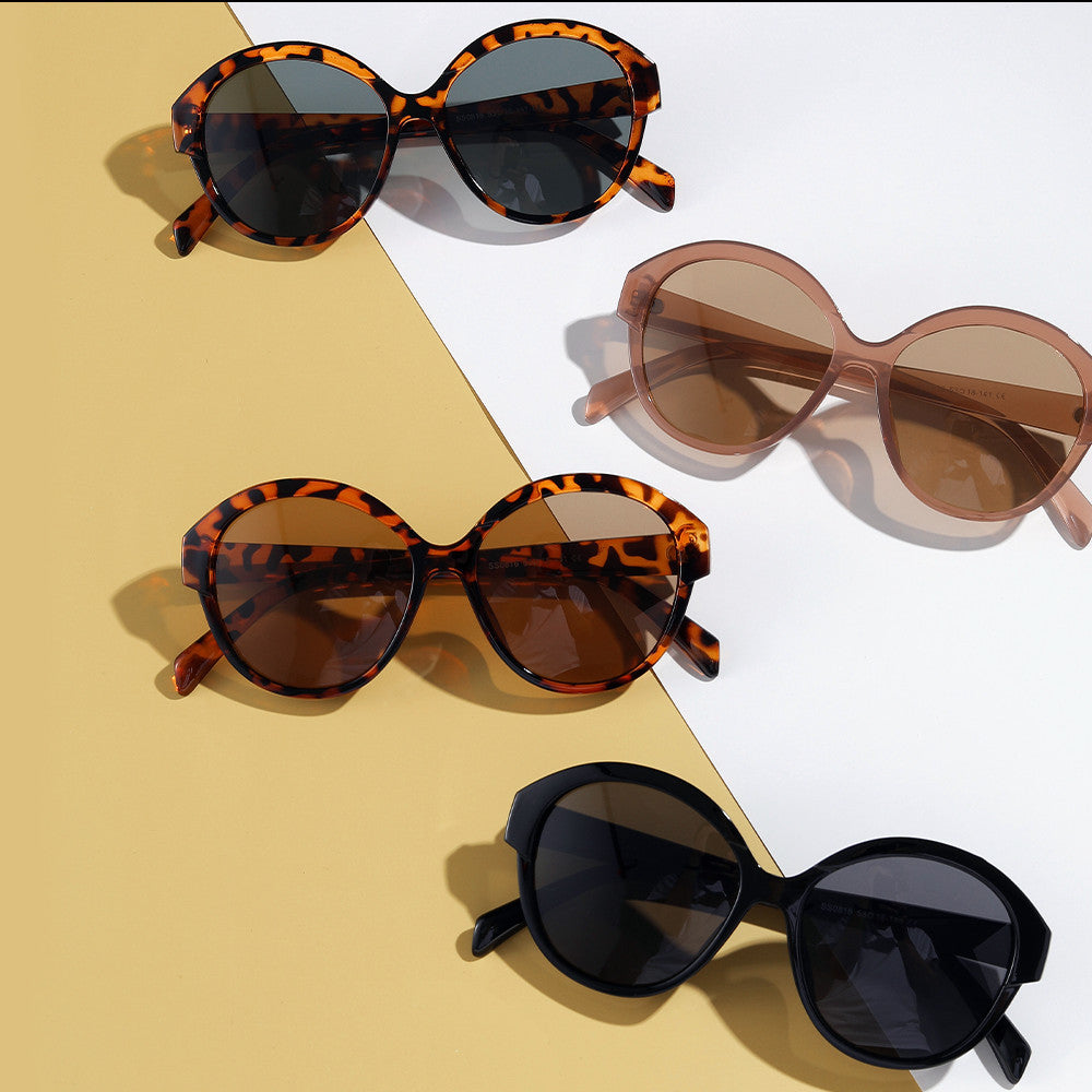 Damen runde modische Sonnenbrille mit auffälligem Leopardenmuster Brehn