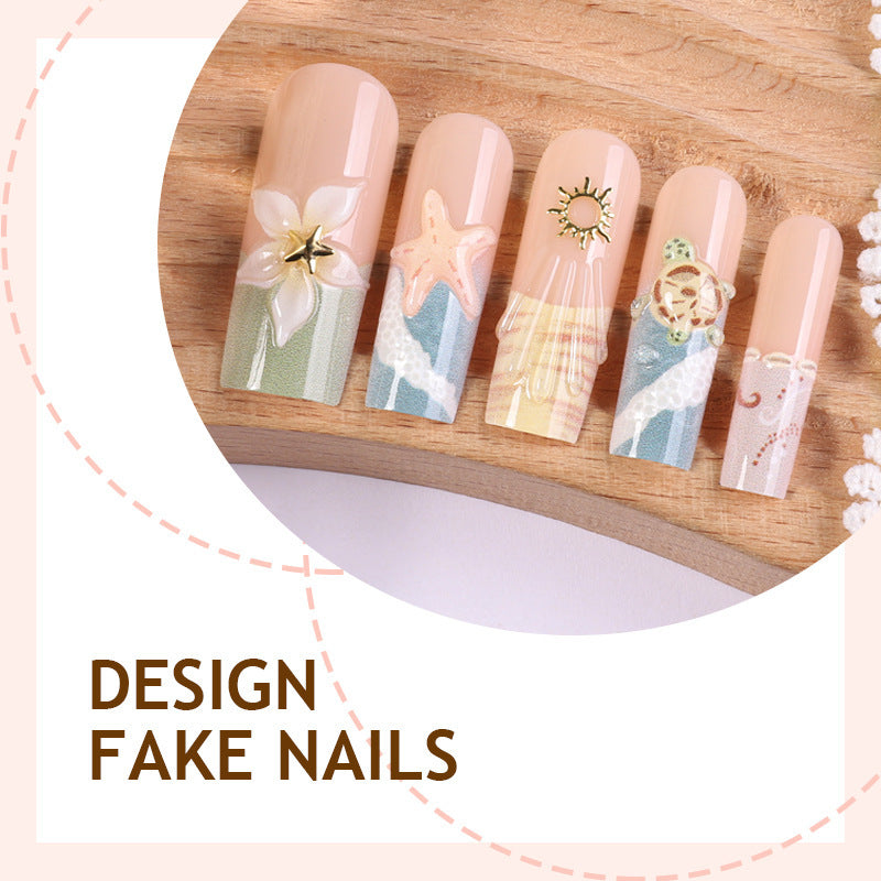 Kreatives Kunstnagelset mit floralen und maritimen Akzenten Brehn