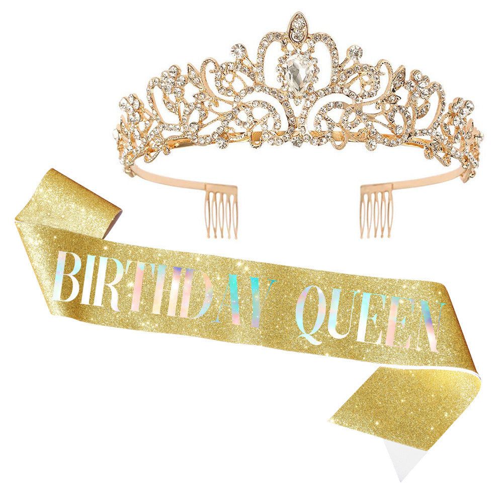 Damen Festliche Tiara mit schimmernden Strasssteinen Brehn