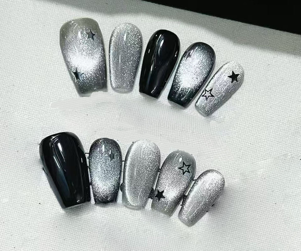 Glitzerndes Sternmuster Press-On Nagelkunstset Brehn