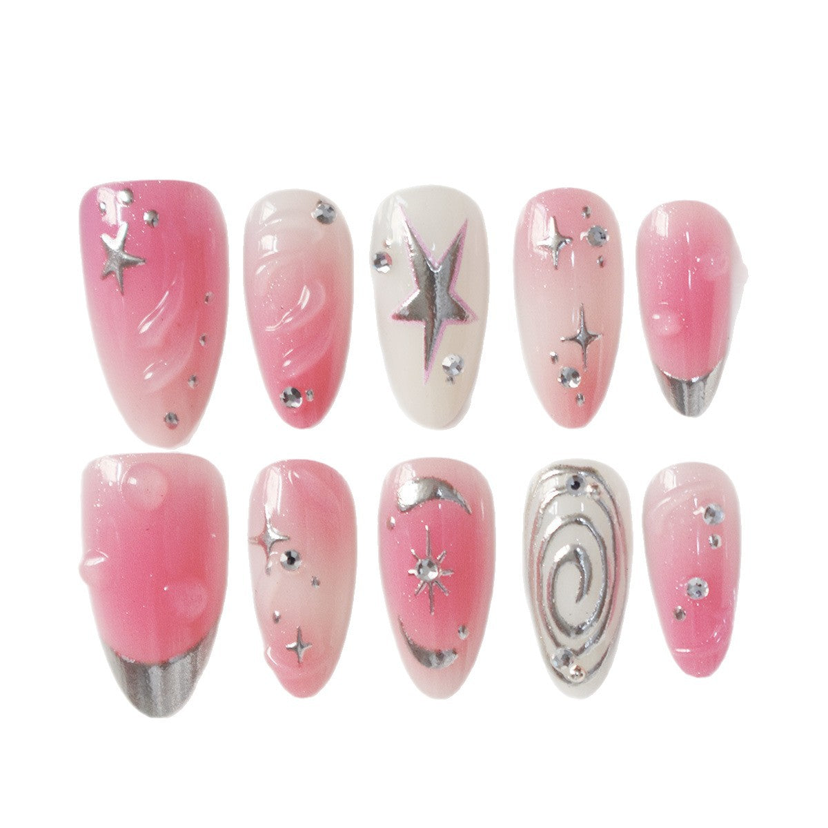 Künstlerisches Stern-Verziertes Press-On Nageldesign Brehn