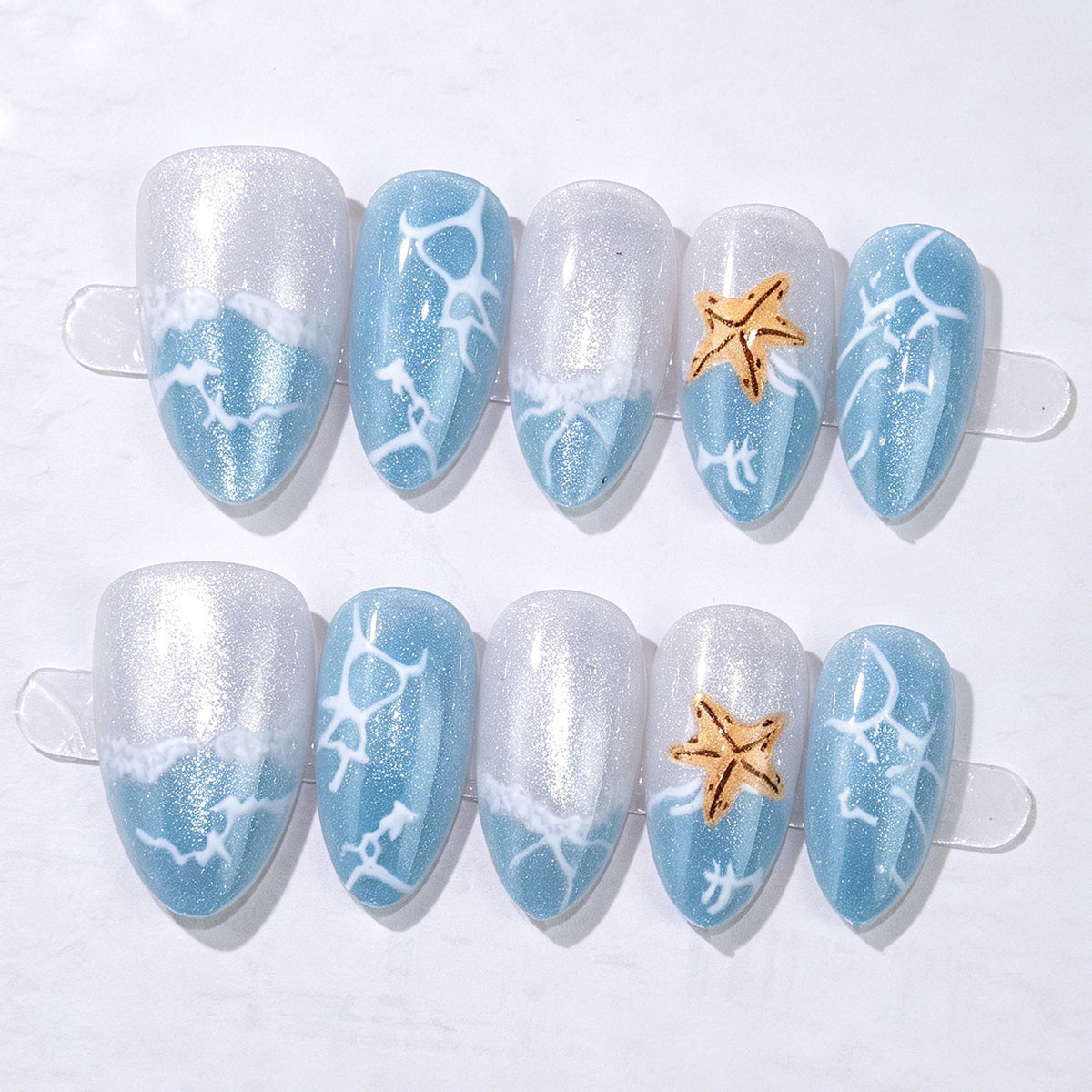 Ozean-inspiriertes Press-On Nagelkunst Set 1790738515