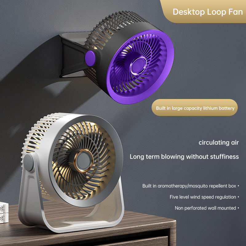 Unisex nan kompakter wiederaufladbarer Desktop-Luftzirkulator mit einstellbarem Neigungswinkel Brehn