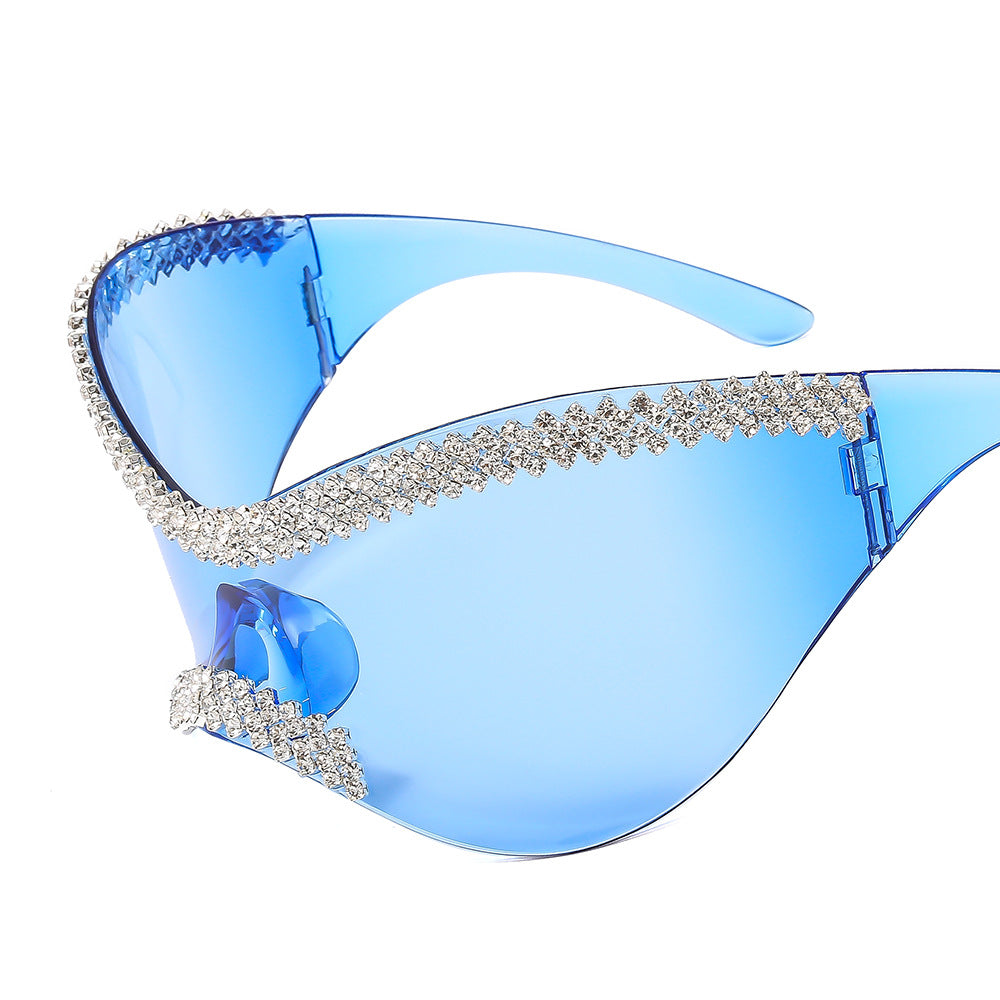 Damen Glamouröse Hochglanz-Sonnenbrille mit Kristallrand Brehn