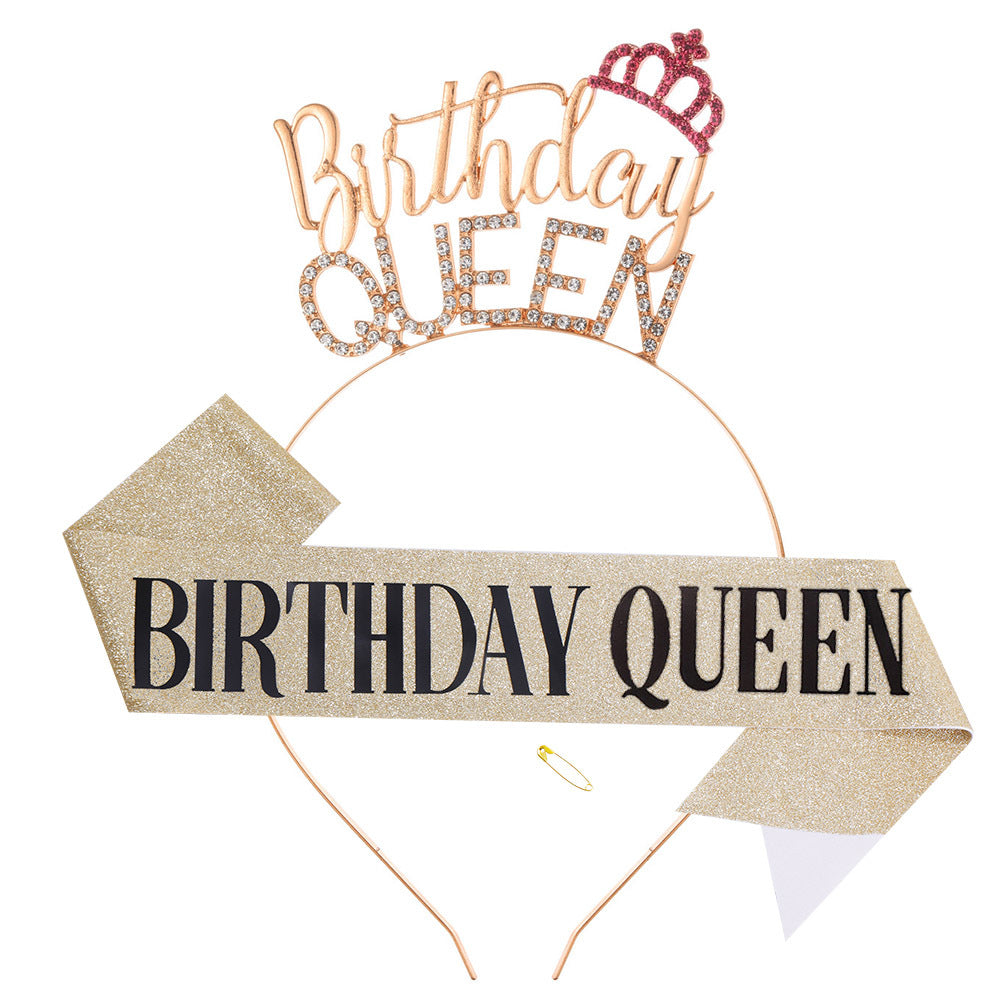 Damen Glitzernder Haarreif mit "Birthday Queen"-Schriftzug Brehn