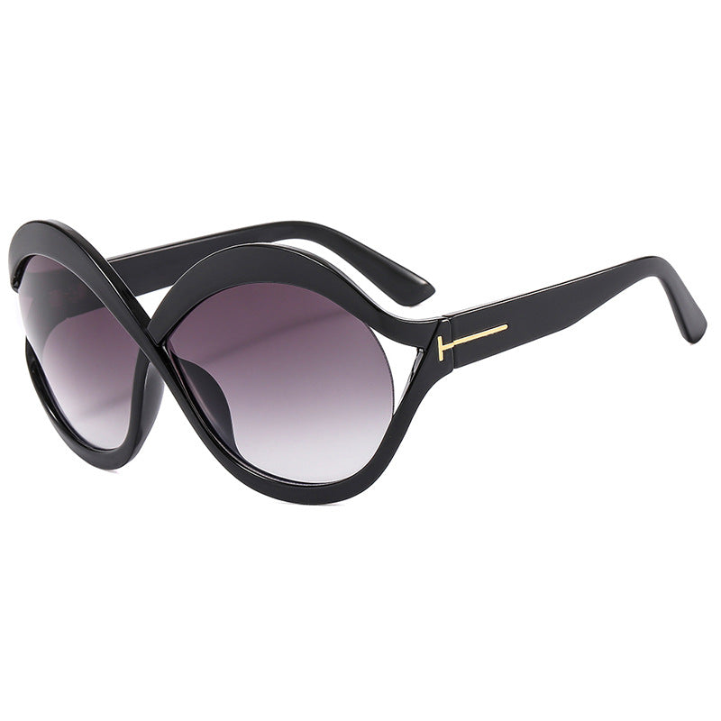 Damen extravagante Cat-Eye Sonnenbrille mit geschwungenem Rahmen Brehn