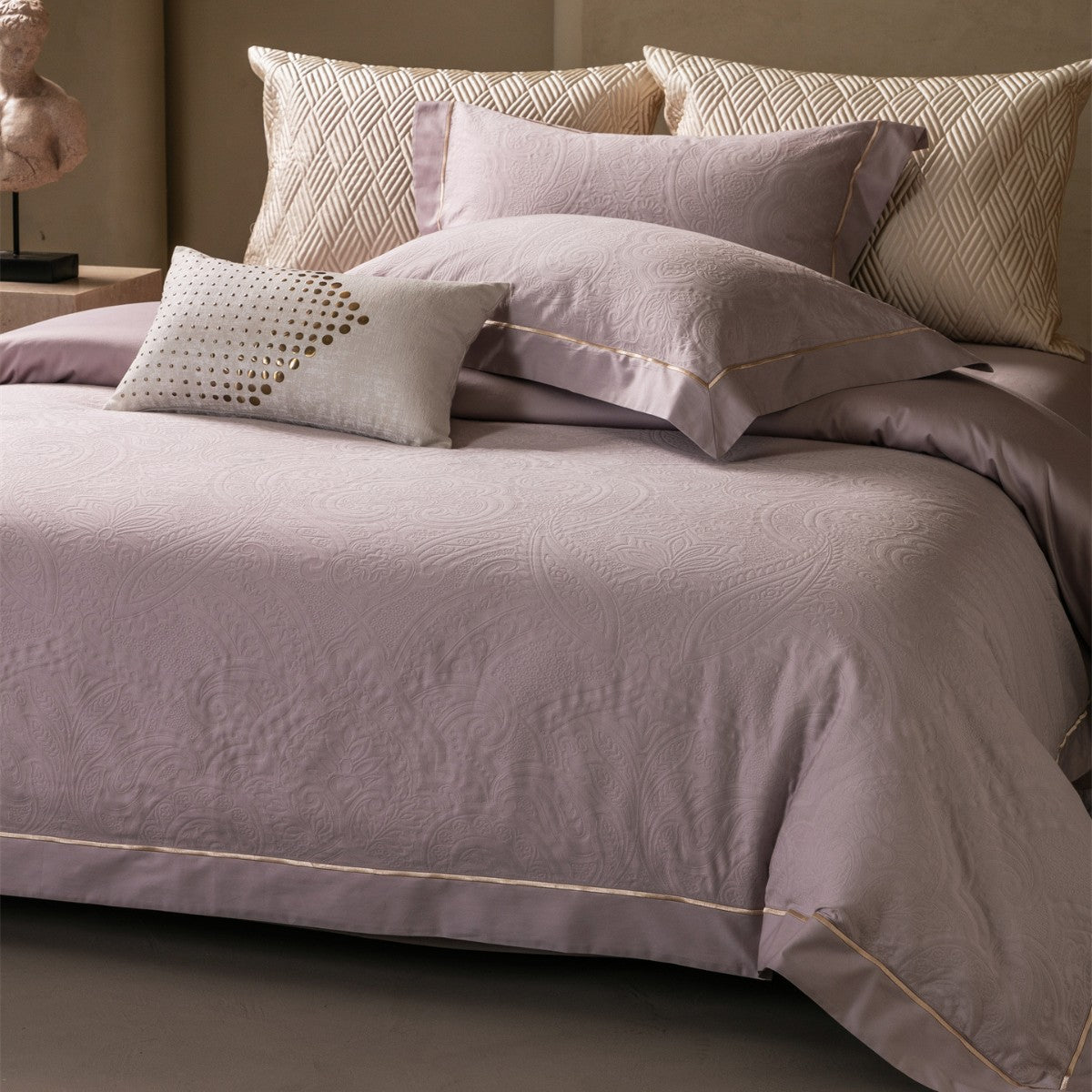Luxuriöses gestepptes Paisley Jacquard Bettbezug Set