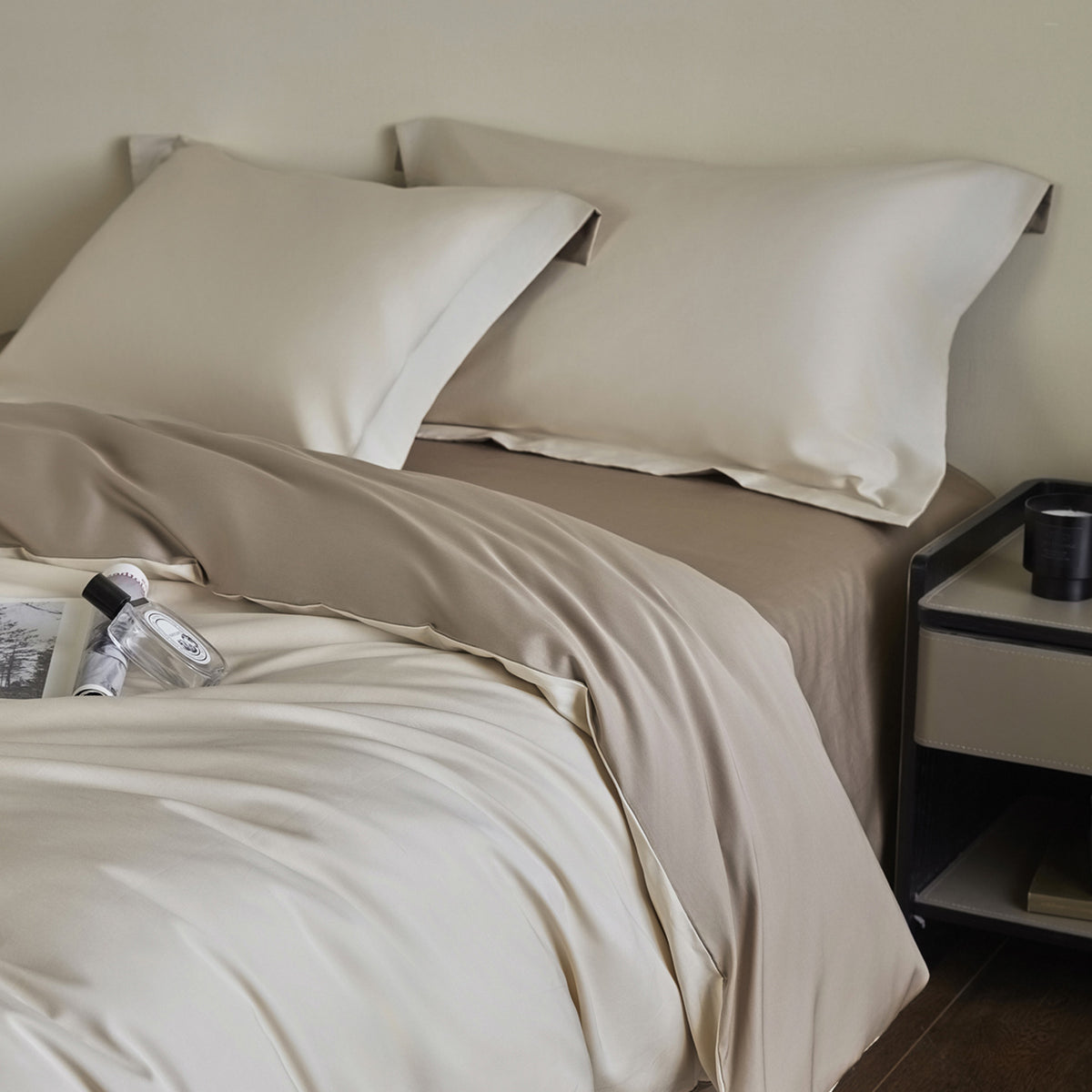 Luxuriöse Baumwollsatin-Bettbezug-Garnitur mit Hotelfinish