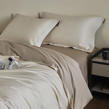 Luxuriöse Baumwollsatin-Bettbezug-Garnitur mit Hotelfinish