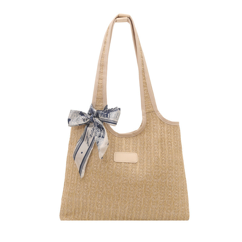 Texturierte Gewebe-Tote-Tasche mit elegantem Schleifen-Brehn