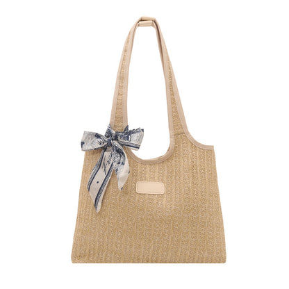 Texturierte Gewebe-Tote-Tasche mit elegantem Schleifen-Brehn