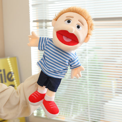 Handpuppe Plüsch Junge Charakter mit beweglichem Mund und weichem Stoffkörper Brehn