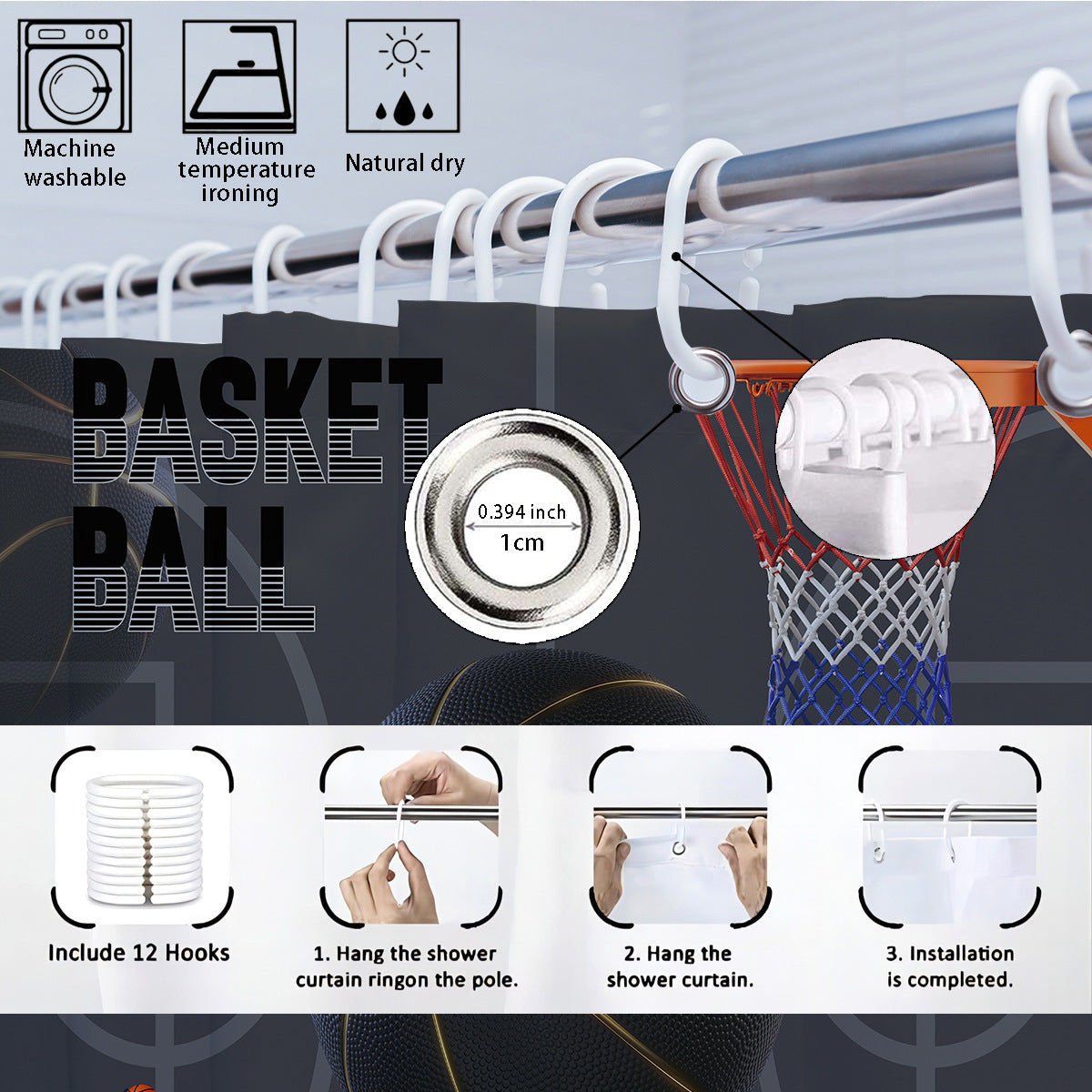 Hochauflösendes Basketball-Themen Badezimmer-Dekor Set Brehn