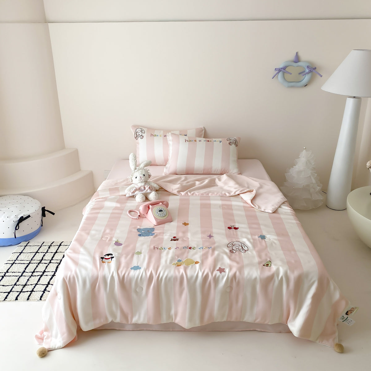 Kinderbettwäsche-Set mit niedlichem Eisbär-Motiv aus satinähnlichem Material