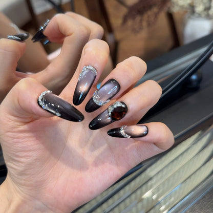 Glamouröses Press-On-Nagelkunst-Set mit Strass Brehn