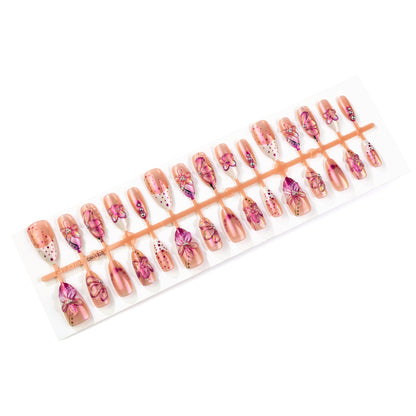 Floral Verziertes Press-On Nagelkunst Set Brehn