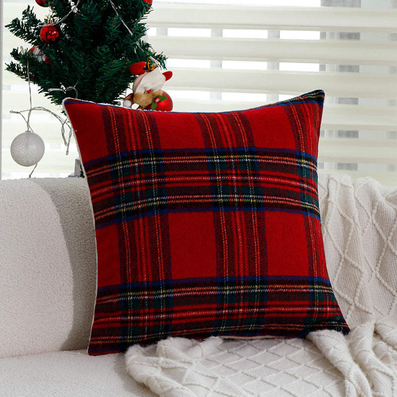 Karierter dekorativer Zierkissenbezug im Tartan‑Look aus weichem Microfleece Brehn