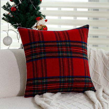 Karierter dekorativer Zierkissenbezug im Tartan‑Look aus weichem Microfleece Brehn