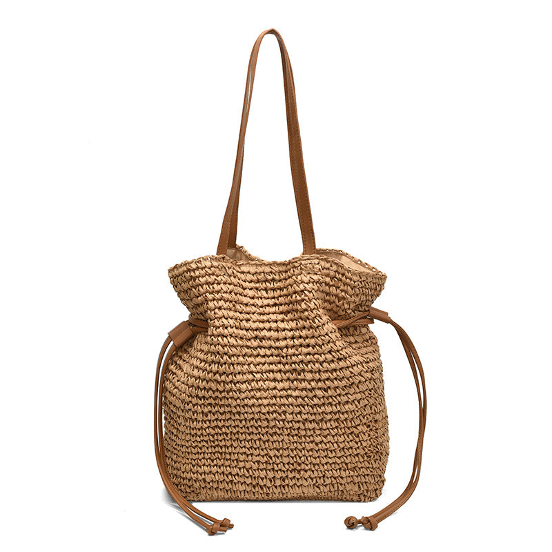 Lässige Strohtasche mit Modernem Kordelzug Brehn