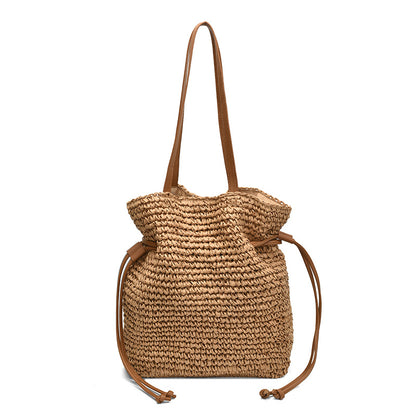 Lässige Strohtasche mit Modernem Kordelzug Brehn