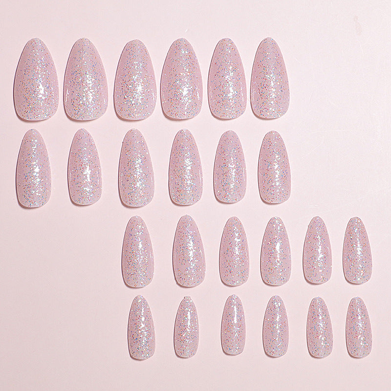 Glitzerndes mandelförmiges Press-On-Nägel-Set Brehn