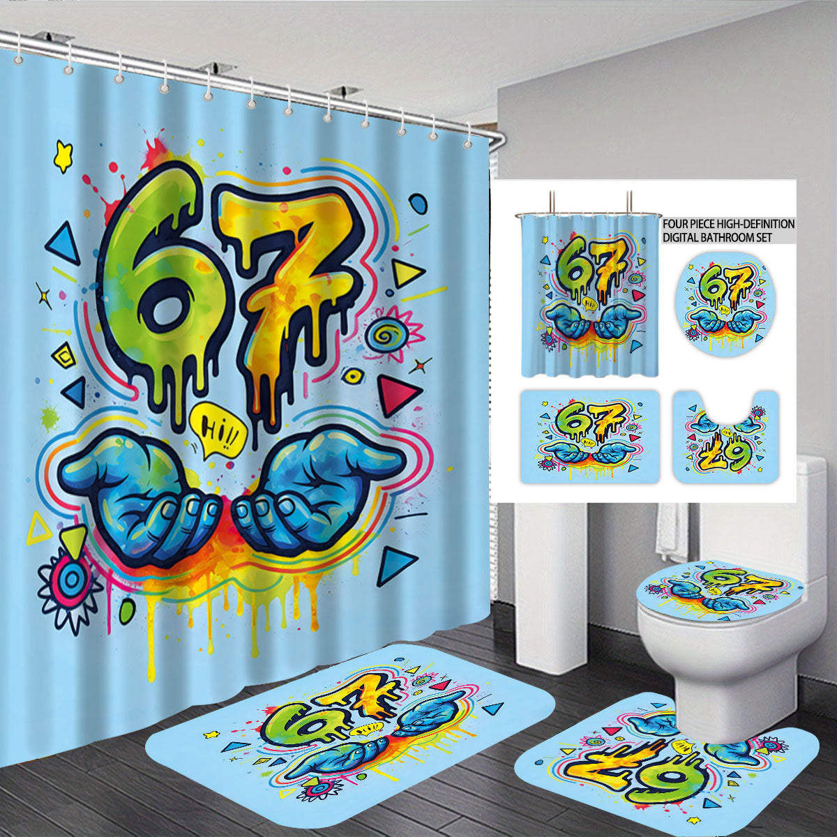 Digital Art-Themen Vier-Teiliges Badezimmer-Set Brehn