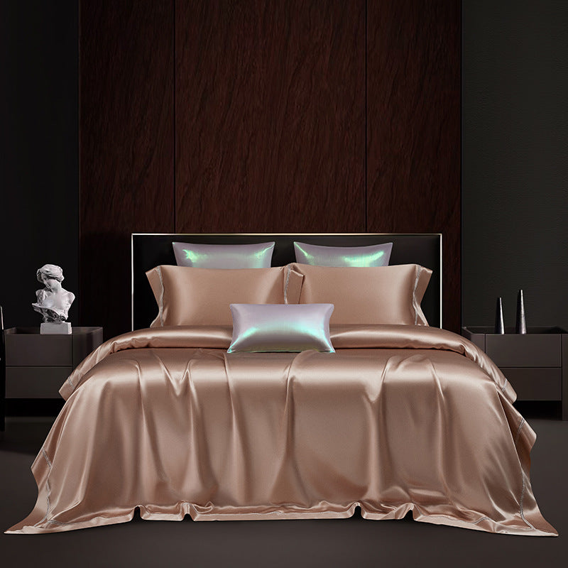 Luxuriöser seidenähnlicher Satin Bettwäsche Set mit Steppdecke und Kissenbezügen