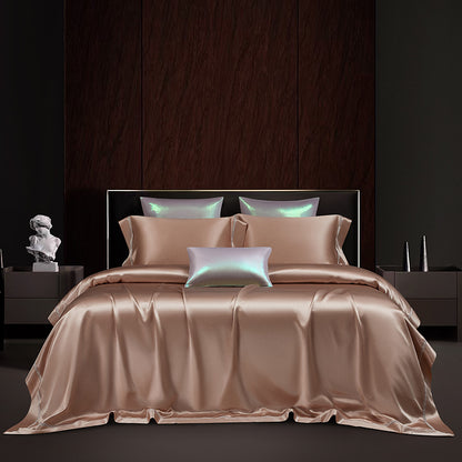 Luxuriöser seidenähnlicher Satin Bettwäsche Set mit Steppdecke und Kissenbezügen