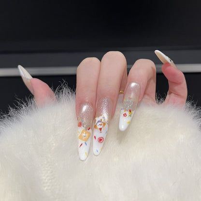 Dekoratives Press-On-Nail-Art-Set mit Glitzerakzenten Brehn