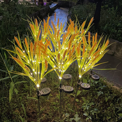 Solar LED Zier-Rispengras Gartenstecklichter mit Mikro-LED-Lichterkette und Erdspieß Brehn